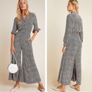 Anthropologie Loveland Wide Leg Black & White Jumpsuit New Size 2